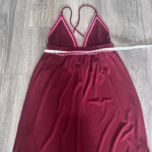Express Halter Mini Dress – Burgundy Boho with Pink Embroidery - Picture 6 of 9